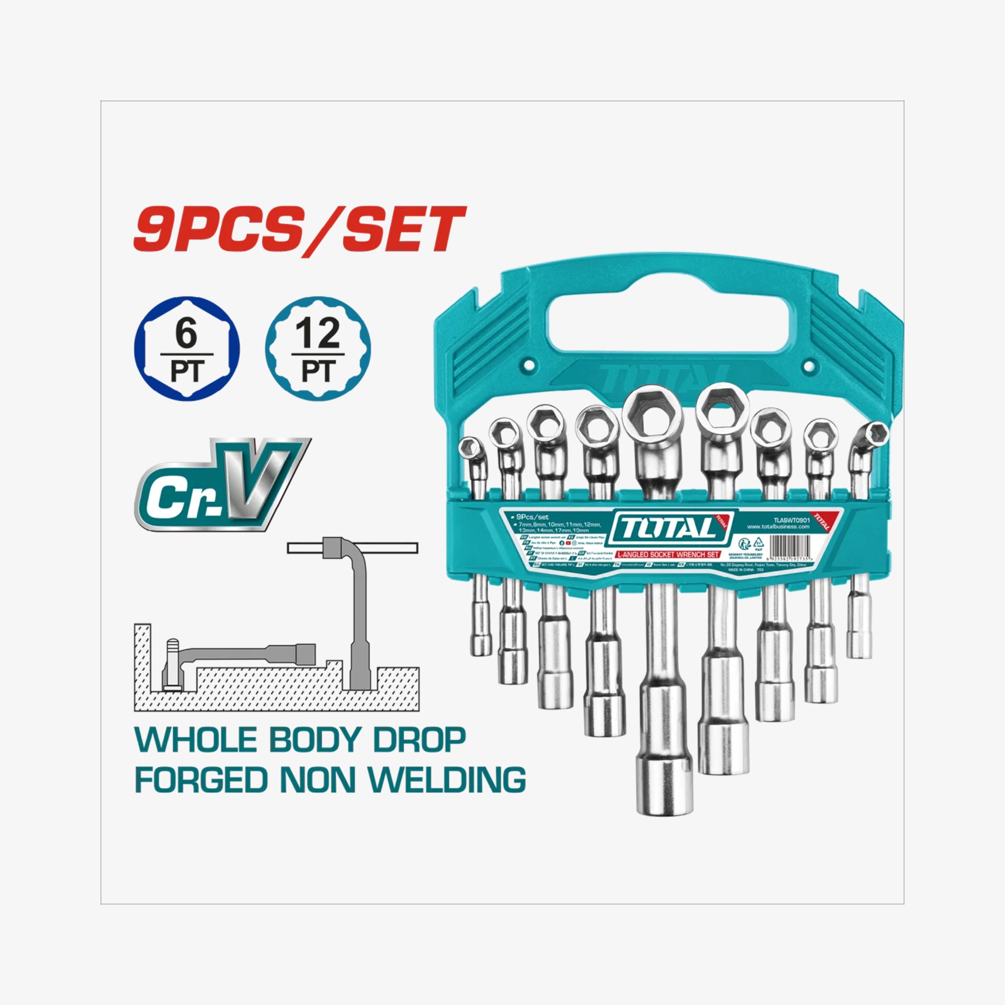 TOTAL L-Angled Socket Wrench Set 9 PCS