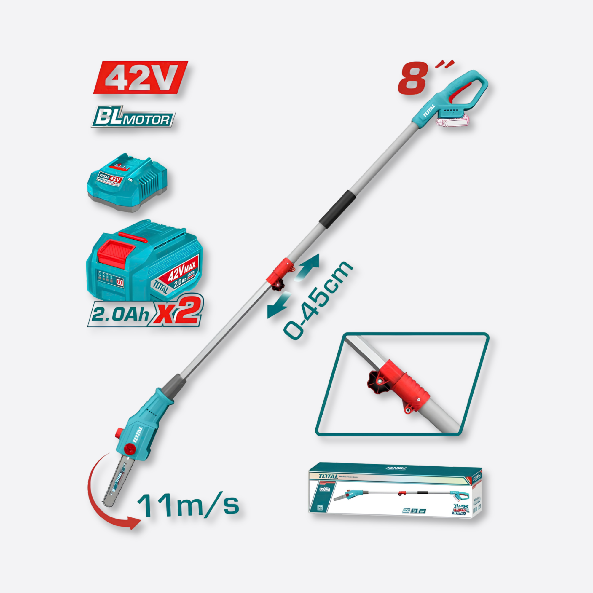 Cordless Pole Saw 42V 8"