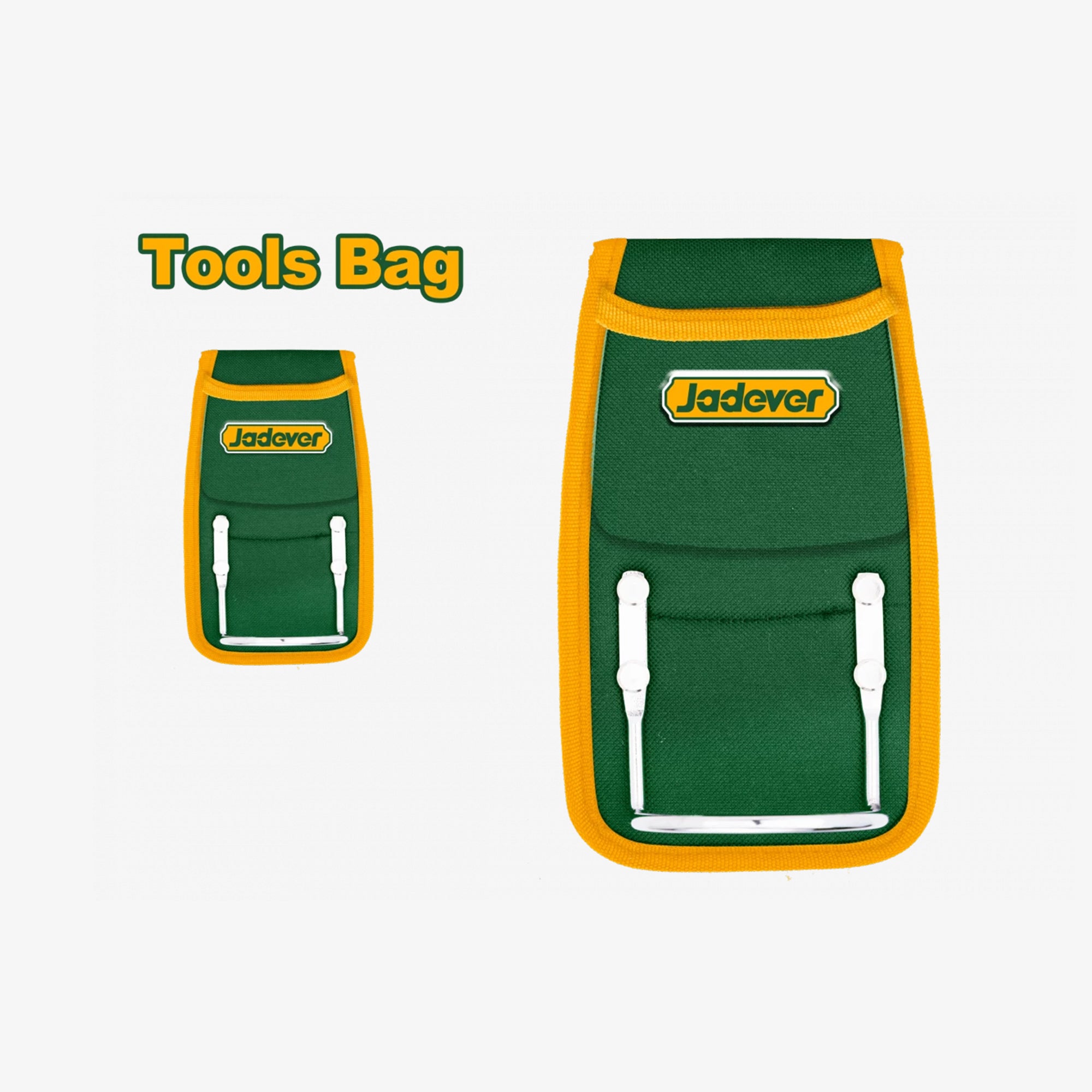 Green tool bag with yellow trim and Jadover branding on a white background