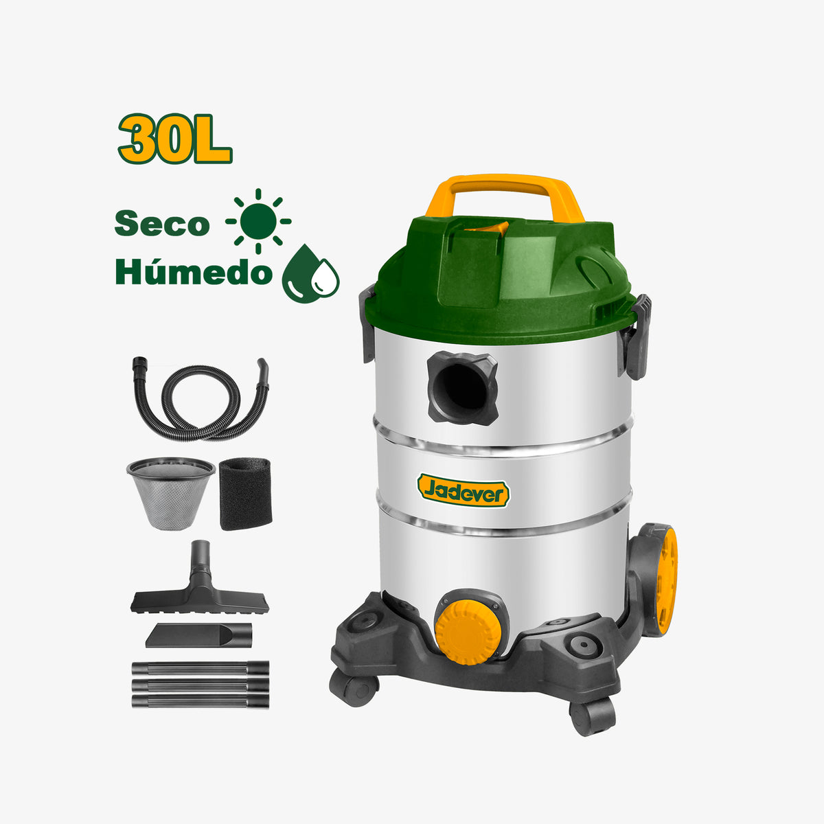 Jadever vacuum cleaner with accessories on a white background